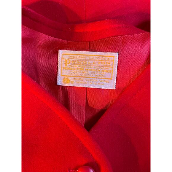 Vintage Pendleton Virgin Wool Bright Red Crop Blazer sz 14 - Picture 9 of 9